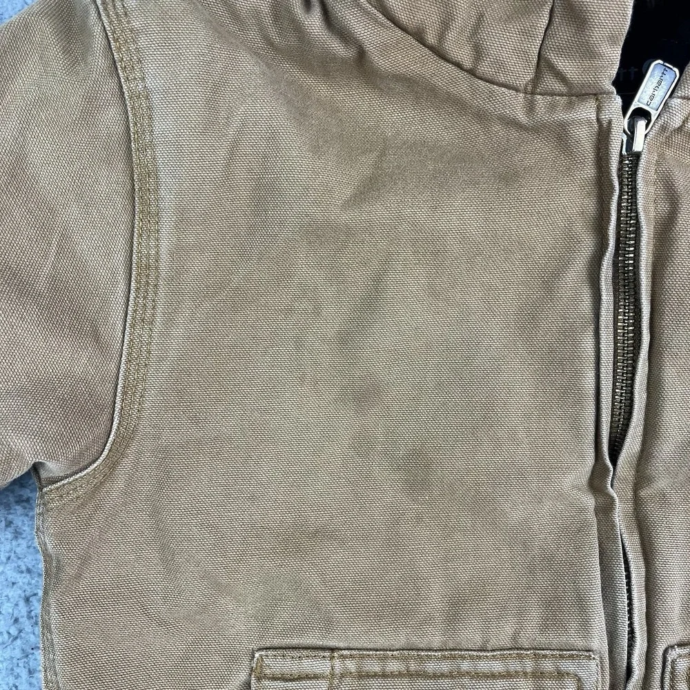 Carhartt‎ Canvas Quilted Lined Jacket Tan Brown Distressed Kids Small